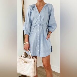 A New Day Light Blue Pinstripe Blouse Size Medium